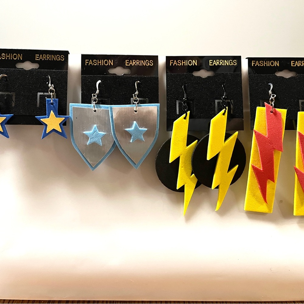 Comic Book Bundle - Hand Crafted Dangle Earrings - Stars & Lightening Bolts
